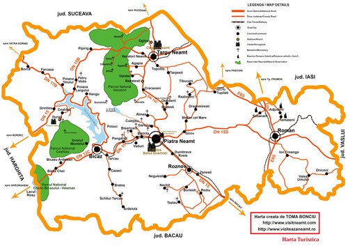 touristic map Neamt County Romania